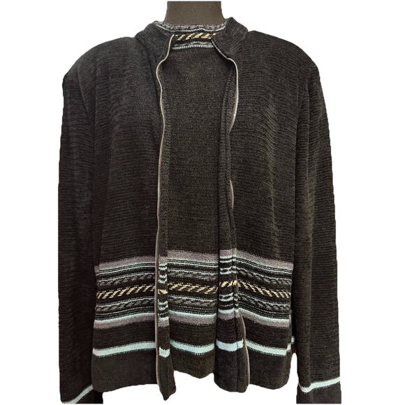 St. John Sweaters - VTG St John Sport Zip Cardigan Tank Top Set Womens XL Old Money Preppy